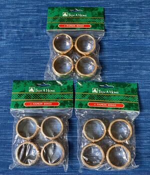 TRIM A HOME 12 Napkin Rings Metallic New Old Stock Kmart Rose Gold Copper